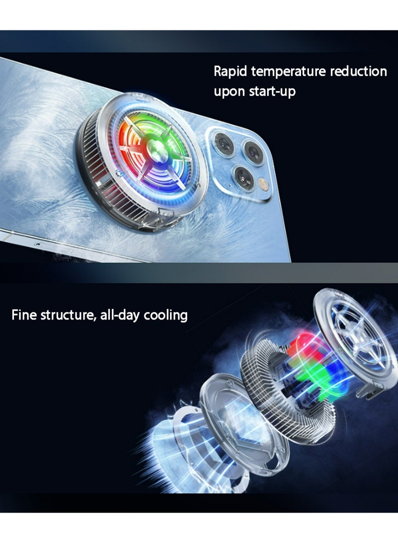 Magnetic Mobile Phone Cooler, iPad Mobile Phone Cooling Fan with Semiconductor Cooling Chip, Universal Mobile Phone Radiator Suitable for Tiktok Live broadcast, Ooutdoor Vlog, Mobile Games - Image 4