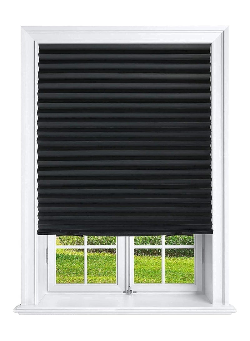 Pleated Window Paper Shades Room Darkening Blinds Black - Image 1