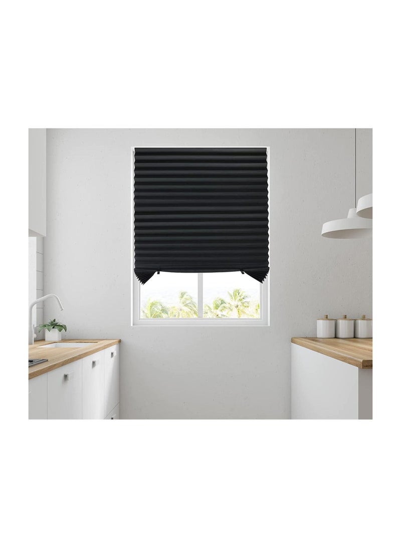 Pleated Window Paper Shades Room Darkening Blinds Black - Image 2