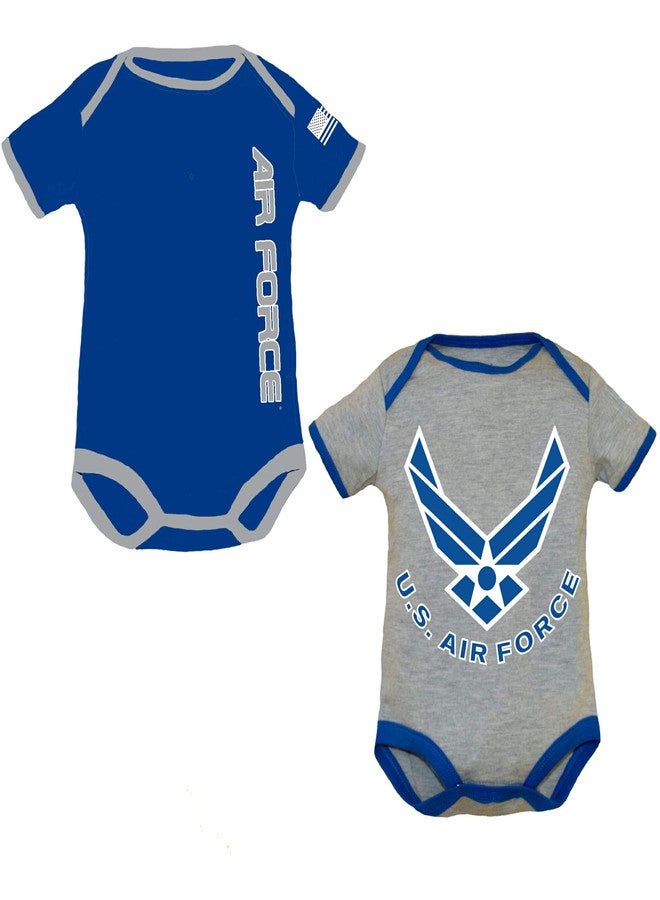 TC U.S.A.F. 2pk Baby Boys Air Force Bodysuits Blue Gray (6-9 Months)