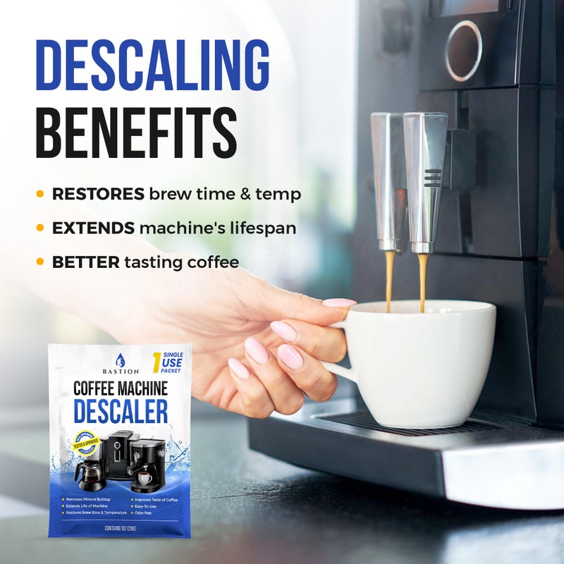 Bastion Descaling Powder Solution (6-Uses) Coffee Machine Descaler Cleaner | Compatible with Breville Keurig Nespresso Delonghi Ninja | To Descale Automatic Coffee Pots & Makers & Espresso Machines - Image 4
