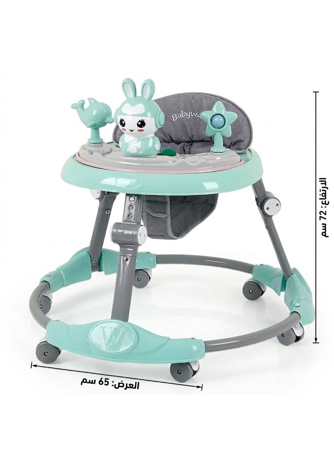 Minime Multi-Functional Folding Baby Walker with Music | 6-36 Months | 3-in-1 Design Green | Plastic and Fabric | Durable Interactive Toys | Adjustable Height Non-Toxic | Supports Early Learning - Image 2