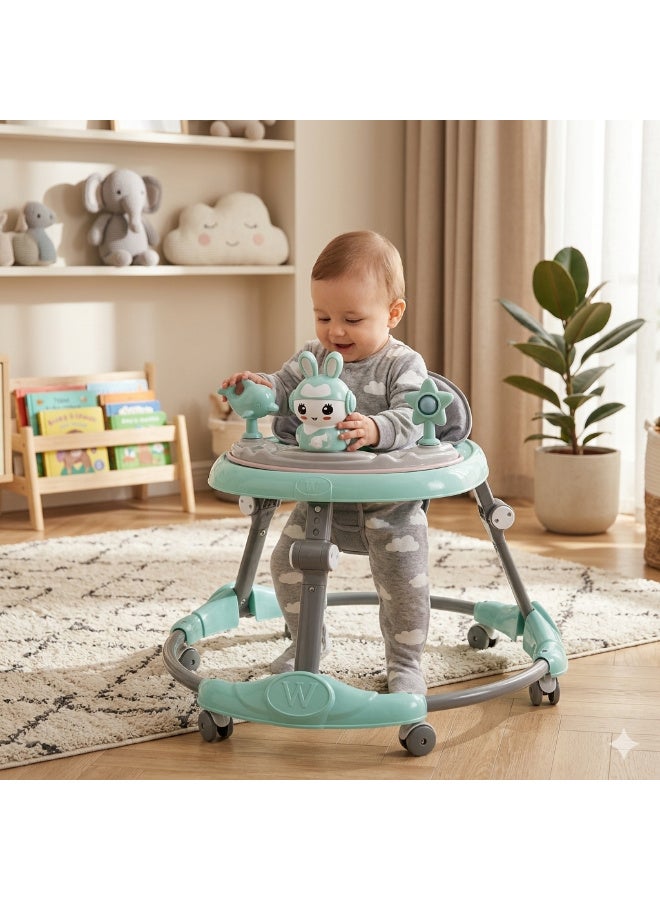 Minime Multi-Functional Folding Baby Walker with Music | 6-36 Months | 3-in-1 Design Green | Plastic and Fabric | Durable Interactive Toys | Adjustable Height Non-Toxic | Supports Early Learning - Image 3