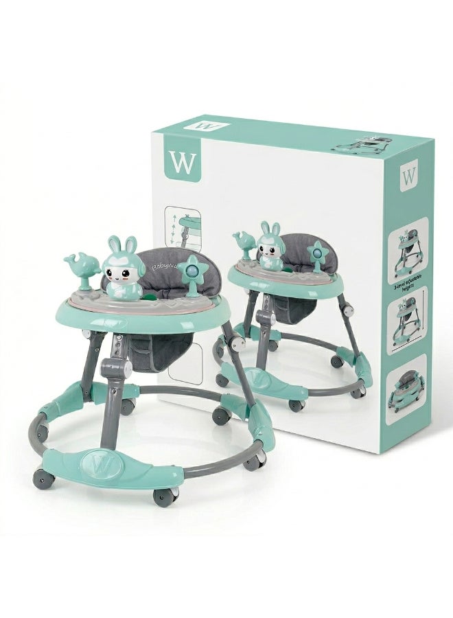 Minime Multi-Functional Folding Baby Walker with Music | 6-36 Months | 3-in-1 Design Green | Plastic and Fabric | Durable Interactive Toys | Adjustable Height Non-Toxic | Supports Early Learning - Image 1
