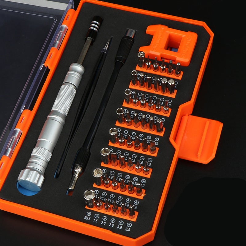 52 In 1 Precise Screwdriver Kit - CRV Steel Construction Magnetic Bit Holder Antiskid Sweatproof Handle Screwdriver Tools Set for Electronic Device Repair Watch Eyeglass Disassembly - Image 1