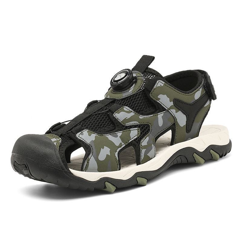 Youth Summer Hollow Breathable Beach Shoes Big Children Casual Baotou Non-Slip Sandals Men'S Soft Sole Lightweight Men'S Shoes - Image 1