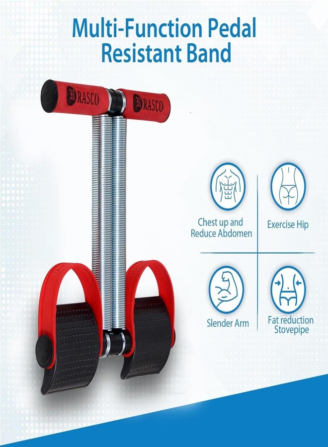 RASCO Double Red Belt Ab Exerciser & Adjustable Hand Grip for Full Body Workout, Exercise, Equipment with Comfort Handles Latex Grip (Red) - Image 3
