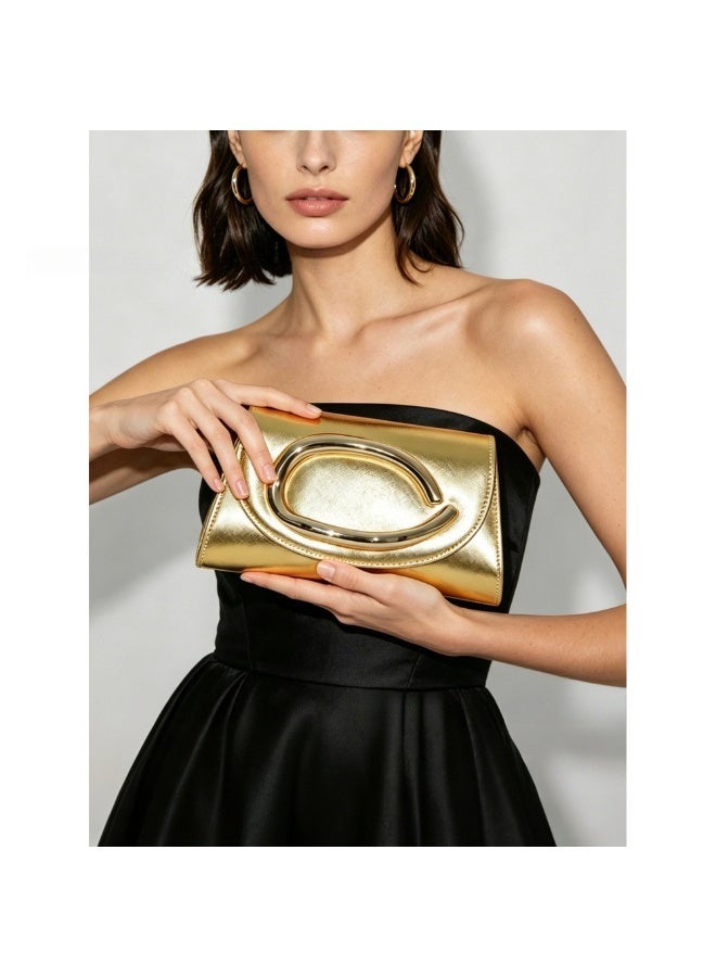 2026 Fashion PU Leather Tri-Fold Clutch Bag Evening Envelope Crossbody Shoulder Bag with Chain - Image 1