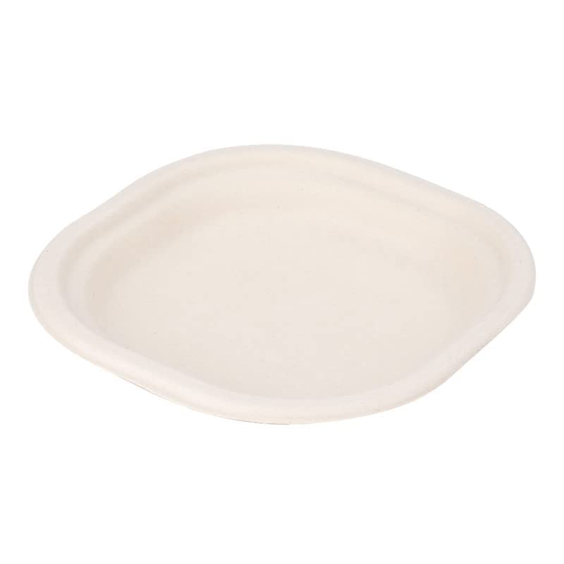 SANWALSA Disposable Square Bagasse Paper Plates 10 Inches Diameter Set of 50 pcs Beige - Image 1