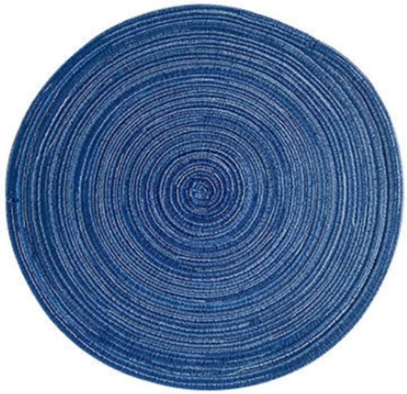 Round Placemat 2pcs Round Braided Placemats Washable(Blue) - Image 1