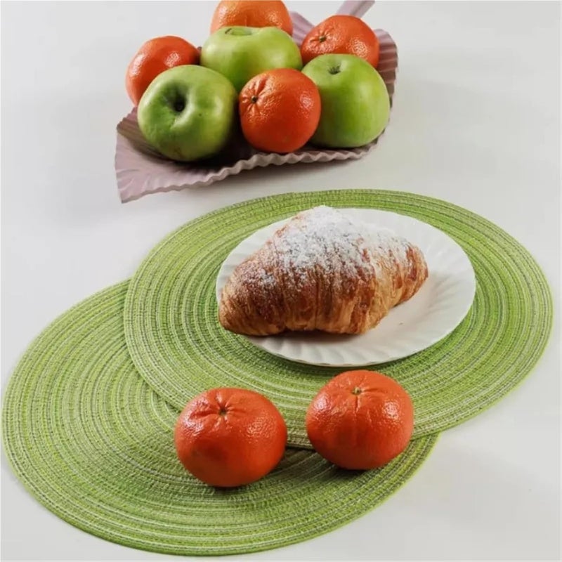 Round Placemat 2pcs Round Braided Placemats Washable(Blue) - Image 3