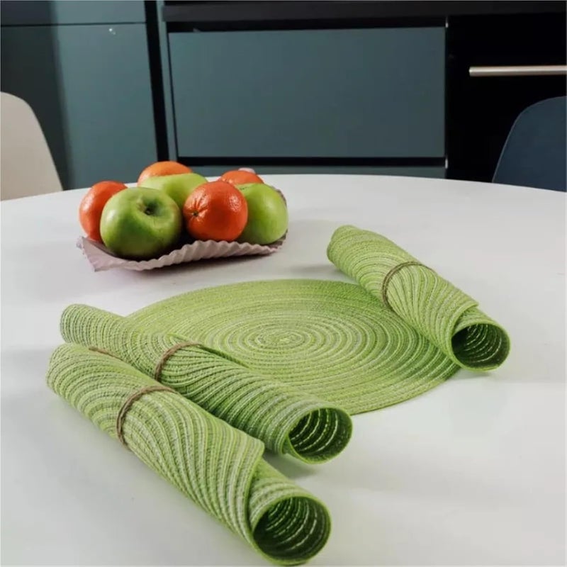 Round Placemat 2pcs Round Braided Placemats Washable(Blue) - Image 4
