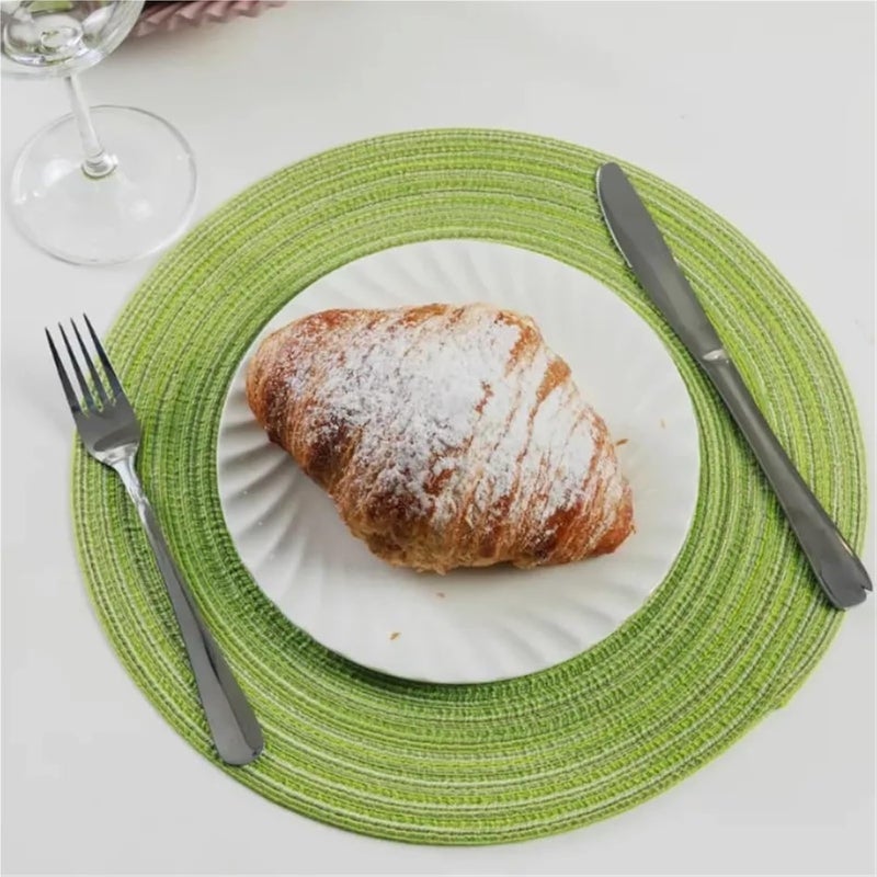 Round Placemat 2pcs Round Braided Placemats Washable(Blue) - Image 5