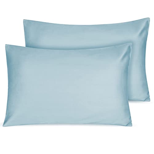 Organic Cotton Toddler Pillowcase 2 Pack 14 x 20 Travel Pillow Case Cover for Babies Kids Boys and Girls Soft and Breathable Small Pillow Cases with Envelope Closure Sterling Blue