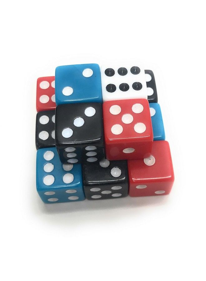 Funiverse 100 Bulk 16Mm Dice 4 Color Assortment (Red Blue Black And White) - Image 1
