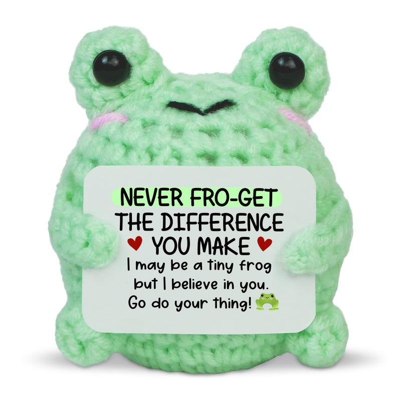 OASSIE Thank You Gifts for Women Men - Handmade Emotional Positive Crochet Frog - Appreciation Teacher Gifts for Women, Retirement Gift for Woman Coworkers Boss, Galentines Birthday Gift for Friend - Image 1