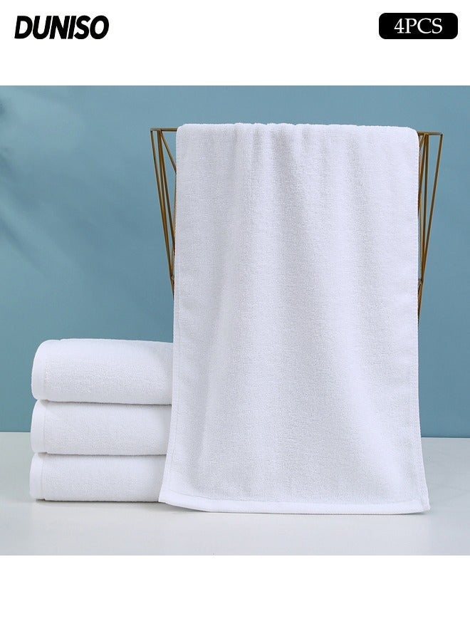 DUNISO 4 Packs Of Cotton Towels,100% Premium Cotton,Ultra Soft and Highly Absorbent,Face Towel for Home, Bathroom ,Hotel,Size 70*30cm(White) - Image 1