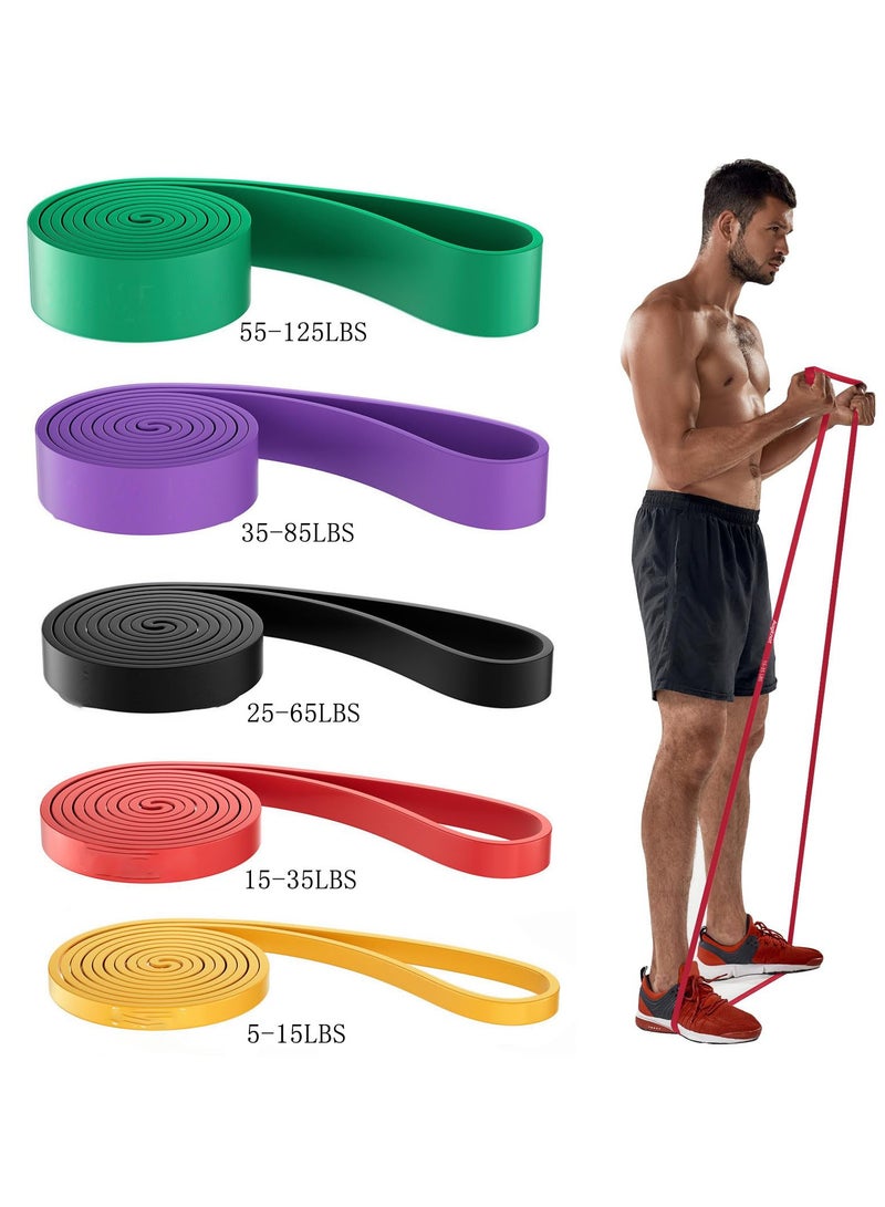 Flushrenic Resistance Belt Set, 5 pieces of different weight strength training exercise resistance rings, stretch bands, elastic bands, gym fitness yoga exercise resistance rings, suitable for arms, legs, and hips - Image 1