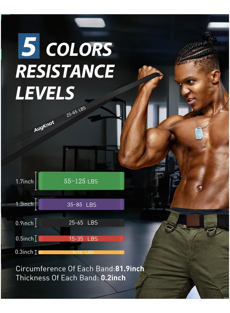 Flushrenic Resistance Belt Set, 5 pieces of different weight strength training exercise resistance rings, stretch bands, elastic bands, gym fitness yoga exercise resistance rings, suitable for arms, legs, and hips - Image 2