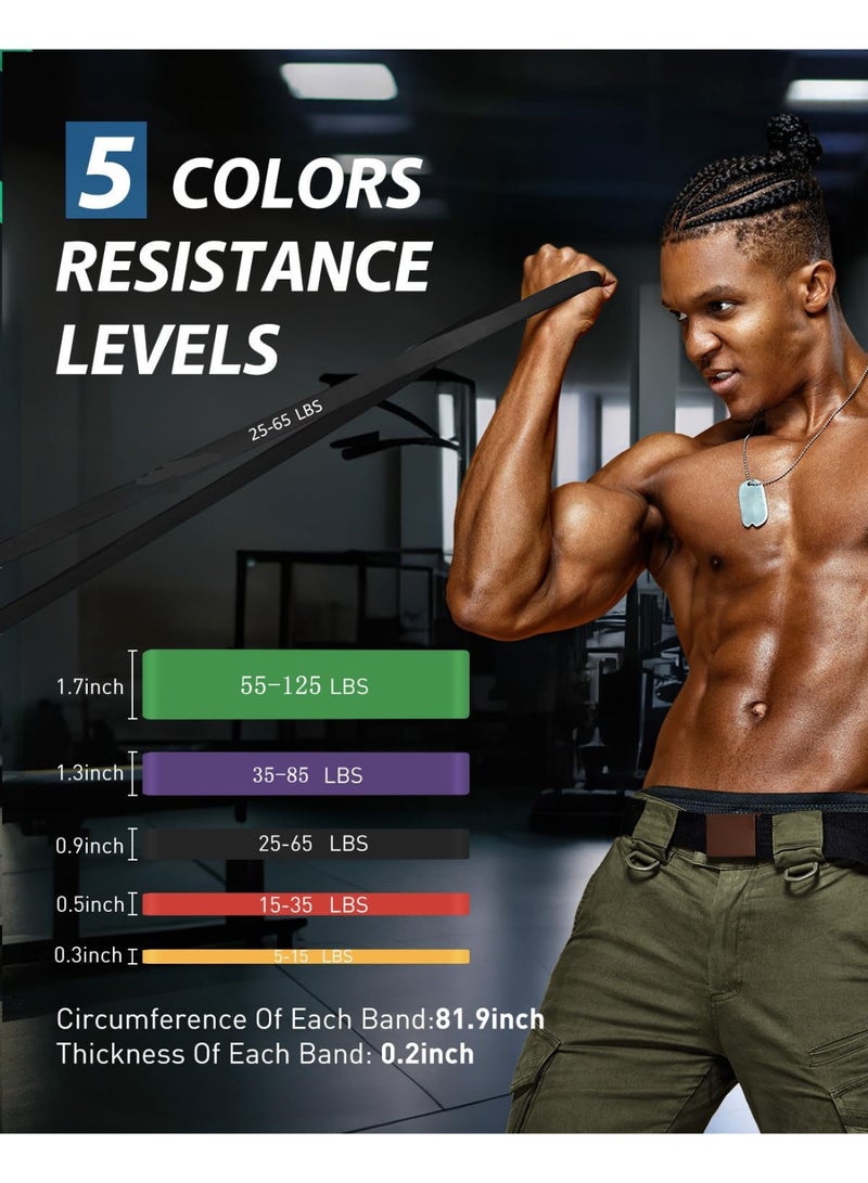 فلوشرينيك مجموعة أحزمة المقاومة، 5 قطع من حلقات المقاومة ذات الأوزان المختلفة لتمارين القوة، أحزمة التمدد، الأربطة المرنة، حلقات المقاومة لتمارين اللياقة البدنية واليوغا في الصالة الرياضية، مناسبة للذراعين والساقين والوركين - Image 2