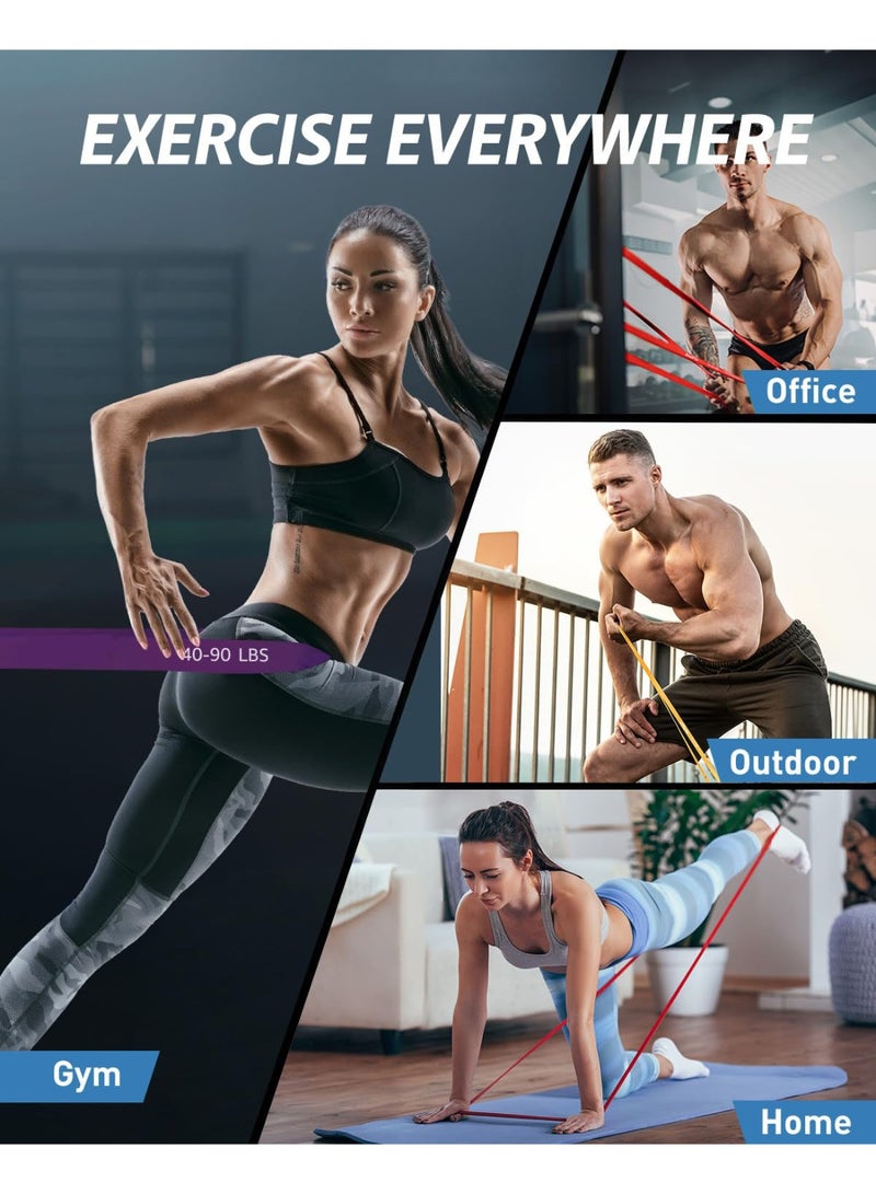 فلوشرينيك مجموعة أحزمة المقاومة، 5 قطع من حلقات المقاومة ذات الأوزان المختلفة لتمارين القوة، أحزمة التمدد، الأربطة المرنة، حلقات المقاومة لتمارين اللياقة البدنية واليوغا في الصالة الرياضية، مناسبة للذراعين والساقين والوركين - Image 5