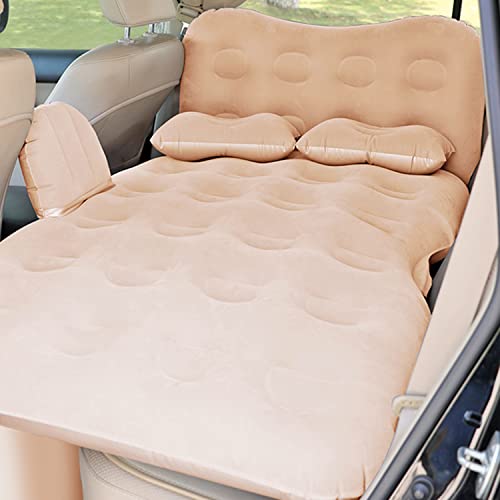 Casago M1 Multifunctional Inflatable Car Bed Mattress Universal Car Back Seat for Baby Travel Air Inflation with Two Air Pillows, Car Air Pump and Repair Kit (Beige) - Image 1