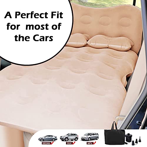 Casago M1 Multifunctional Inflatable Car Bed Mattress Universal Car Back Seat for Baby Travel Air Inflation with Two Air Pillows, Car Air Pump and Repair Kit (Beige) - Image 5