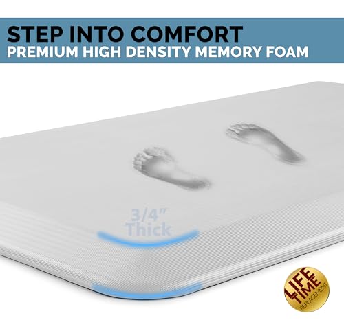 ComfiLife Anti Fatigue Floor Mat – 3/4 Inch Thick Kitchen Mats for Floor, Standing Desk Mat, Kitchen Rug – Comfort at Home, Office – Durable – Stain Resistant – Non-Slip Bottom (24" x 70", Silver) - Image 2