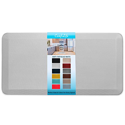 ComfiLife Anti Fatigue Floor Mat – 3/4 Inch Thick Kitchen Mats for Floor, Standing Desk Mat, Kitchen Rug – Comfort at Home, Office – Durable – Stain Resistant – Non-Slip Bottom (24" x 70", Silver) - Image 1