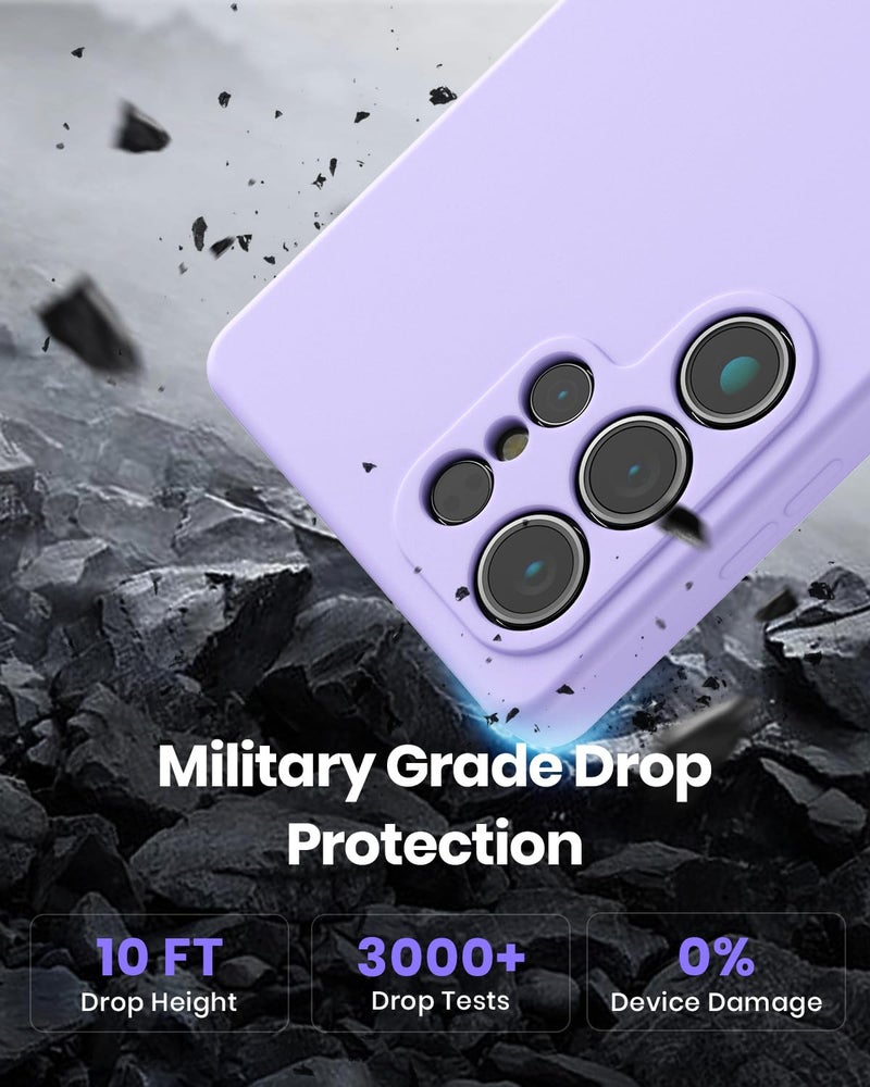 CUZMIGO Silicone Case for Samsung Galaxy S25 Ultra, Soft Slim Liquid Silicone Phone Case with Anti-Scratch Microfiber Lining, Camera Cover Protection with Cute Color Variety, Light Purple - Image 5