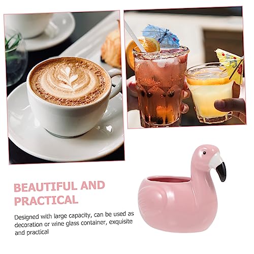 IMIKEYA Ceramic Cocktail Mug Flamingo Shape Hawaiian Tiki Mug Tiki Cups Cocktail Glasses for Bar Punch Pina Colada Tropical Drinks Pink - Image 3