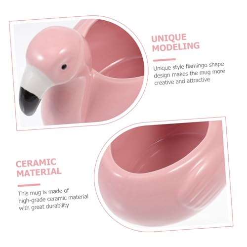 IMIKEYA Ceramic Cocktail Mug Flamingo Shape Hawaiian Tiki Mug Tiki Cups Cocktail Glasses for Bar Punch Pina Colada Tropical Drinks Pink - Image 5