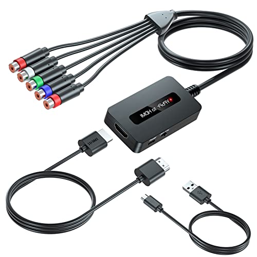 Knisopec Female Component to HDMI Converter Cable with HDMI and Component Cables for PS2/ NGC/Wii/Xbox with Male Component, 1080P YPbPr to HDMI Converter, Component in HDMI Out Adapter… - Image 1