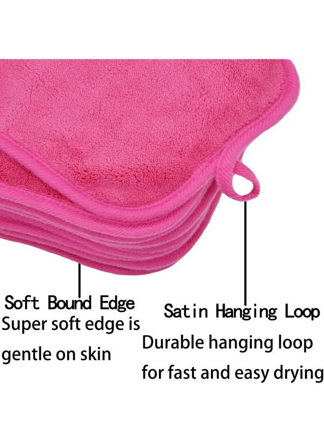 BloomSesame Makeup Remover Cloths for Face, Eye, Lips - Reusable Makeup Remover Pads Soft Microfiber Facial Cleansing Cloths 8 x 8 inch 12 Pack (Dark Pink) - Image 4