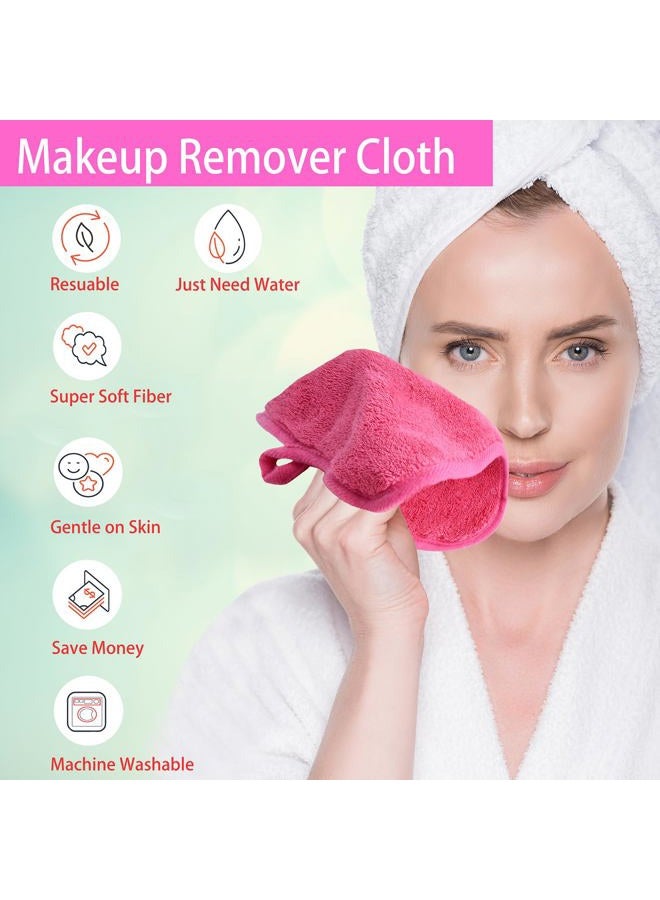 BloomSesame Makeup Remover Cloths for Face, Eye, Lips - Reusable Makeup Remover Pads Soft Microfiber Facial Cleansing Cloths 8 x 8 inch 12 Pack (Dark Pink) - Image 2
