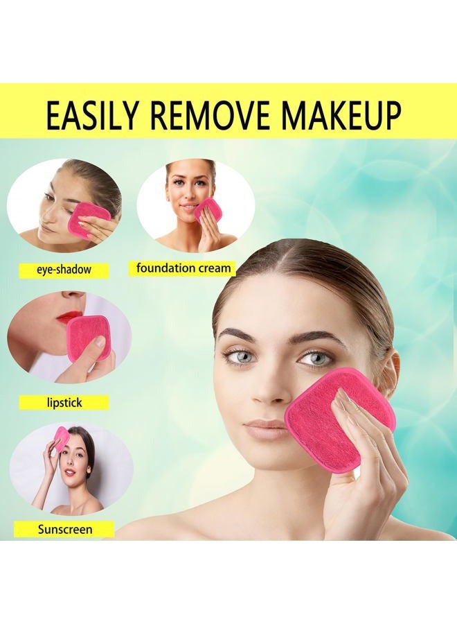 BloomSesame Makeup Remover Cloths for Face, Eye, Lips - Reusable Makeup Remover Pads Soft Microfiber Facial Cleansing Cloths 8 x 8 inch 12 Pack (Dark Pink) - Image 3