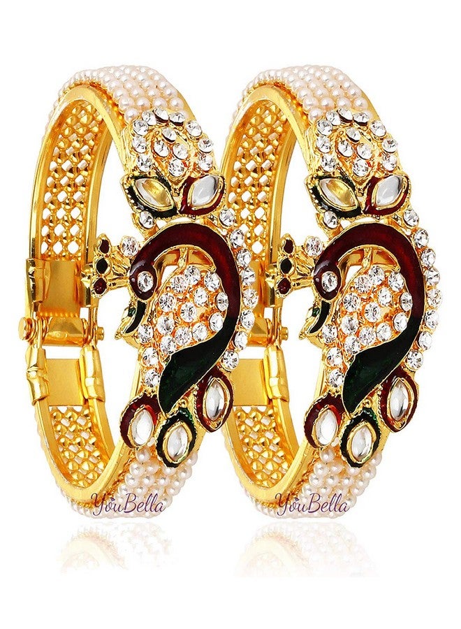 يو بيلا مجموعة أساور مطلية بالذهب التقليدي من YouBella Jewellery للفتيات والنساء - Image 1