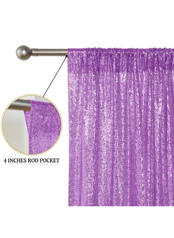 Sugargirl Lavender Purple Sequin Backdrop Curtain 4 Panels 2FTx8FT Glitter Lavender Background Drapes Sparkle Photography Backdrop for Party Wedding Birthday Wall Decoration - Image 4