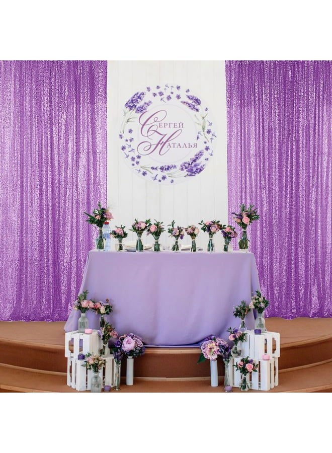Sugargirl Lavender Purple Sequin Backdrop Curtain 4 Panels 2FTx8FT Glitter Lavender Background Drapes Sparkle Photography Backdrop for Party Wedding Birthday Wall Decoration - Image 2