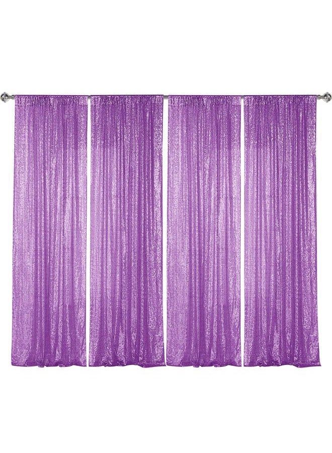 Sugargirl Lavender Purple Sequin Backdrop Curtain 4 Panels 2FTx8FT Glitter Lavender Background Drapes Sparkle Photography Backdrop for Party Wedding Birthday Wall Decoration - Image 1