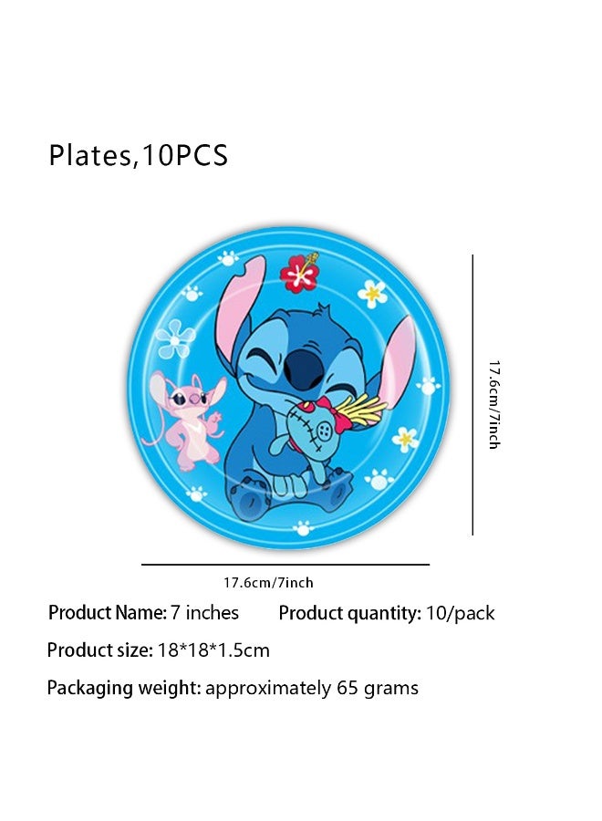 Stitch Party Decorations for 10 Guests, Stitch Birthday Party Disposable Tableware Stitch Themed Party Plates Banner Tablecloth  - Image 3