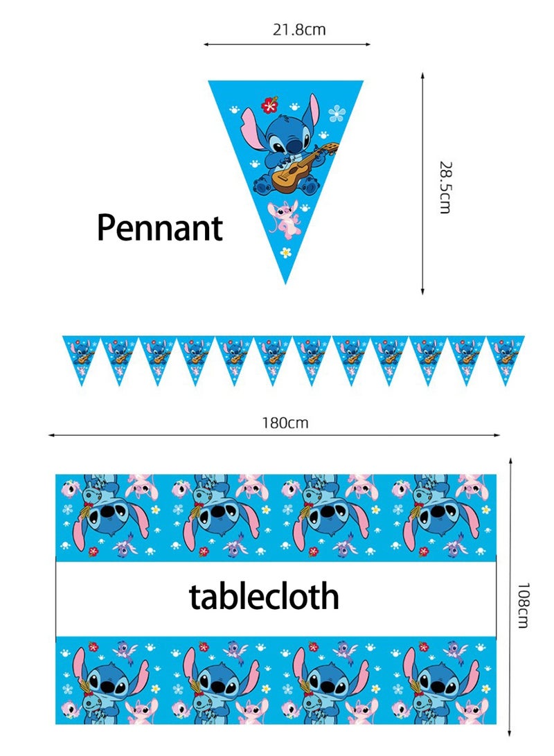 Stitch Party Decorations for 10 Guests, Stitch Birthday Party Disposable Tableware Stitch Themed Party Plates Banner Tablecloth  - Image 2