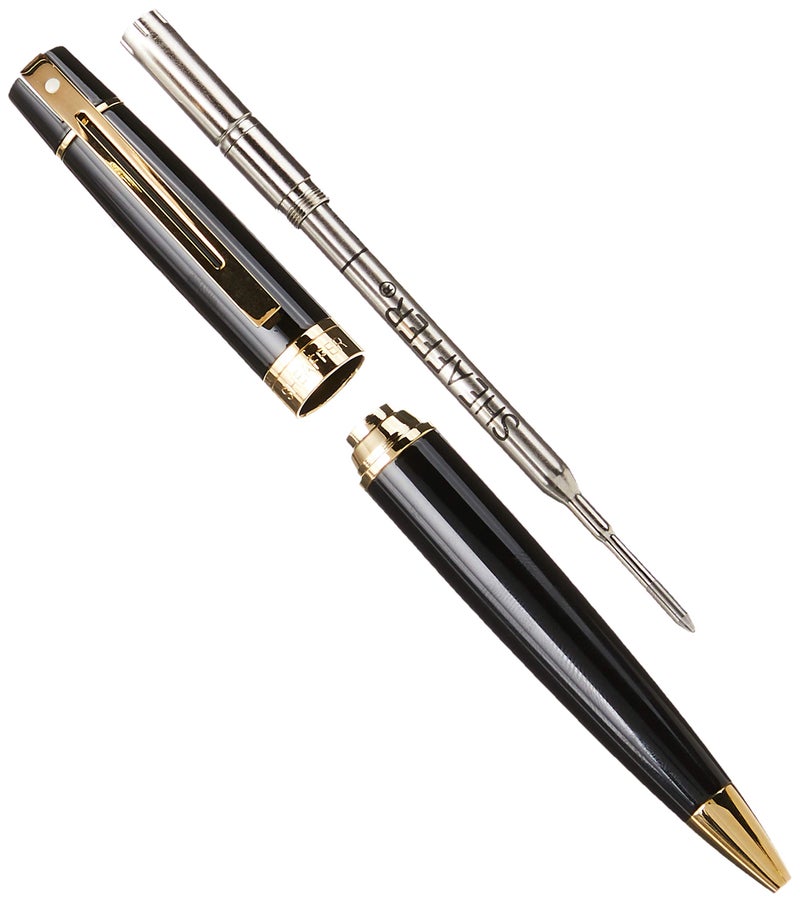 SHEAFFER قلم حبر جاف شيفر 300 أسود لامع مع تزيين باللون الذهبي - Image 2