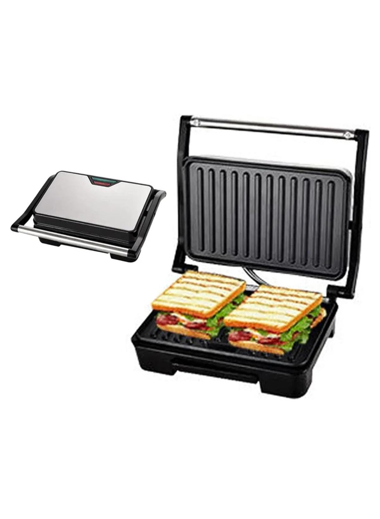Contact Grill Maker – Non-Stick Plates, Stainless Steel Body, Cool Touch Handles | Power & Ready Indicators | Overheat Protection | Electric Sandwich & Panini Press Grill