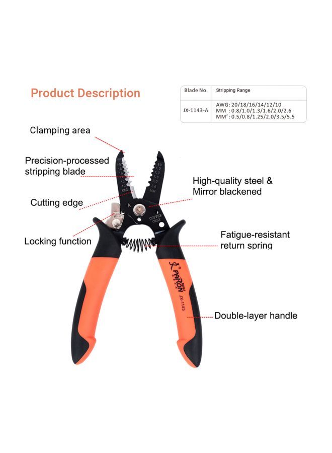 NIBEMINENT Wire Cutting Pliers Black/Orange 180x65x20millimeter - Image 4