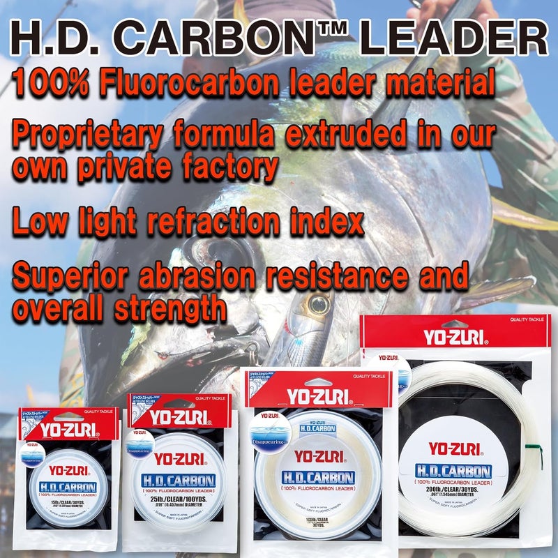DUEL Yo-Zuri H.D. Carbon 150LB Fluorocarbon Leader Line - 30 Yards Clear - Image 2