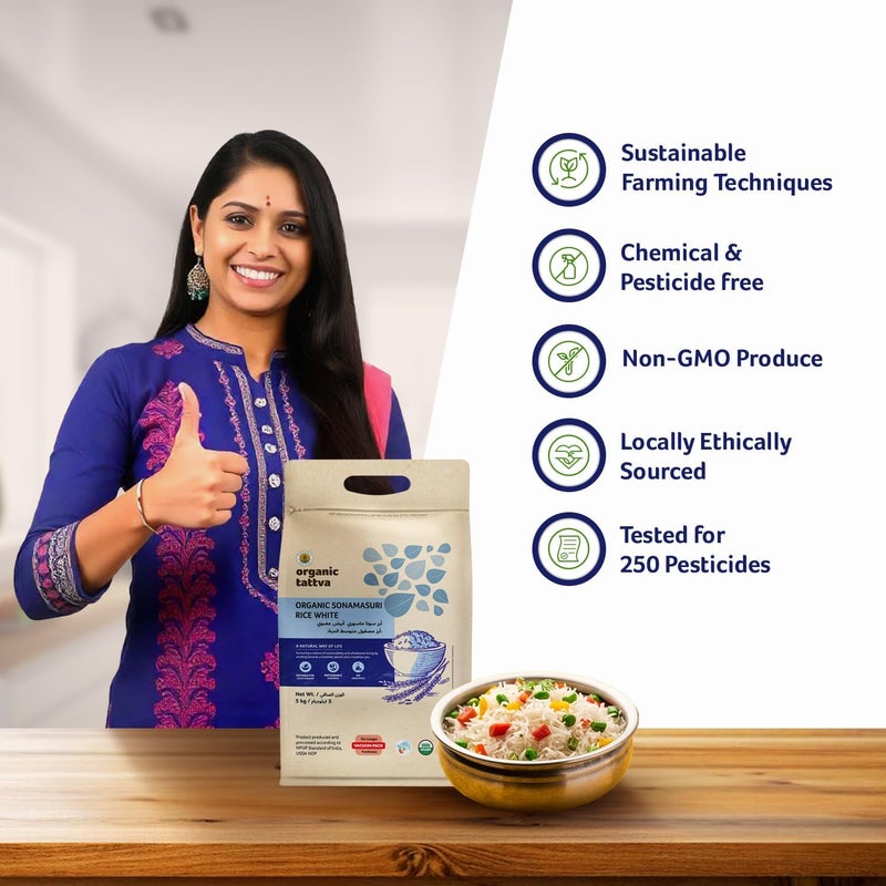 Organic Tattva Sonamasuri White Rice - Image 4