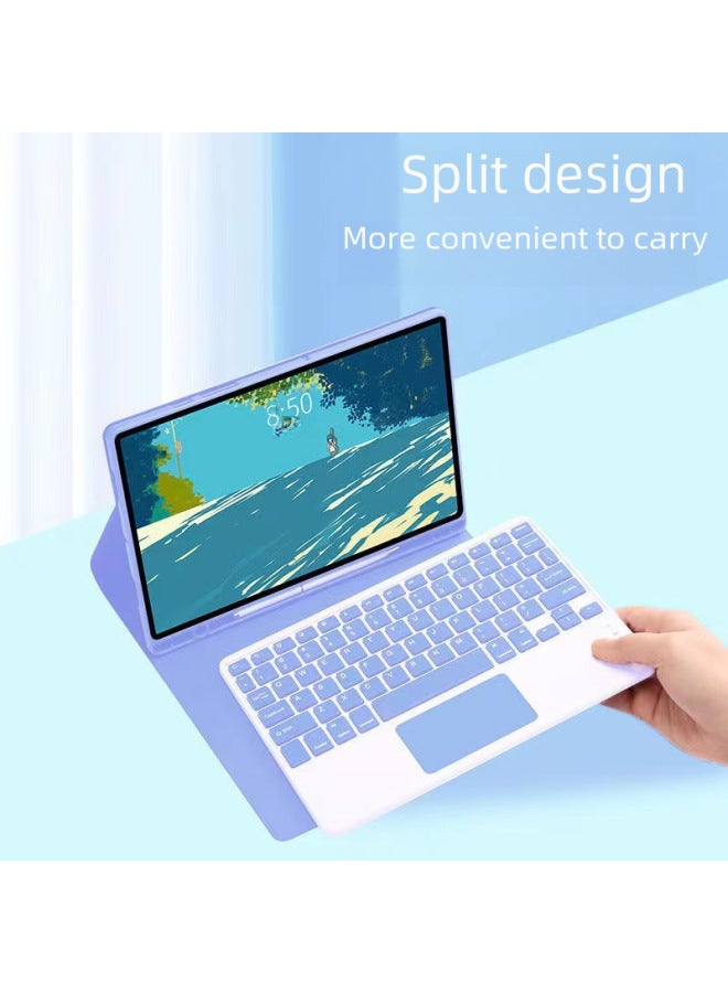 For Samsung TabA8 Bluetooth Keyboard Leather Case Xiaomi 6 Protective Case S6lite10.4 Touch S8S7FE Keyboard-Color:Sky Blue Leather Case  Normal Keyboard  Mouse-Product Type:Tab S9FE/S9/S7/S8 11 T870/X700 - Image 4