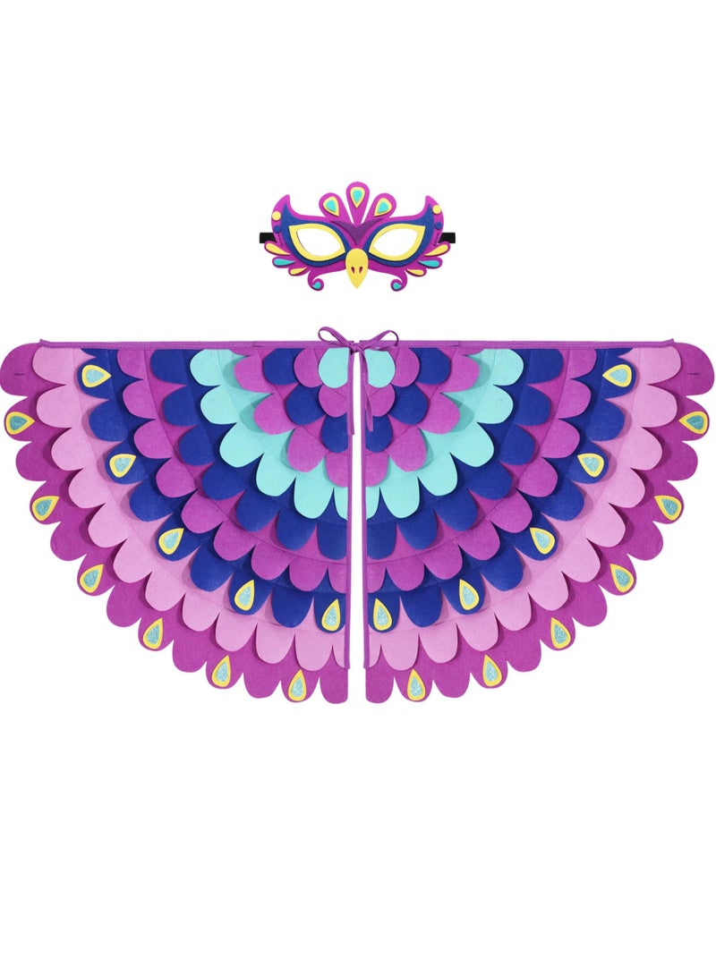 NajmStyle Bird-Wings-Costume for Kids Dress Up, Felt Feathered Owl Parrot Chicken Animal Role Play Costume, Gift for Girl Boys - Image 1