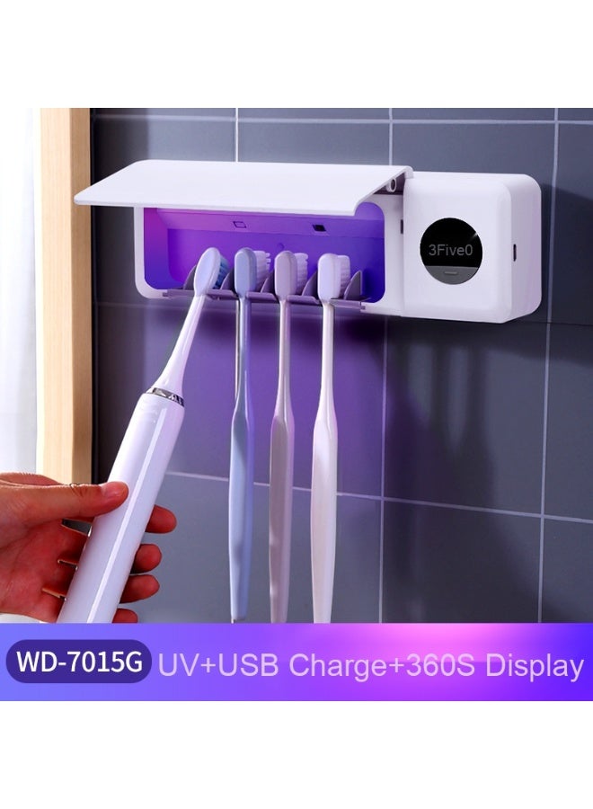 جهاز تعقيم فرشاة الأسنان الذكي لشطف الحمام المنزلي، مع عرض رقمي وUV لقتل الجراثيم، شاحن USB، حامل فرشاة أسنان